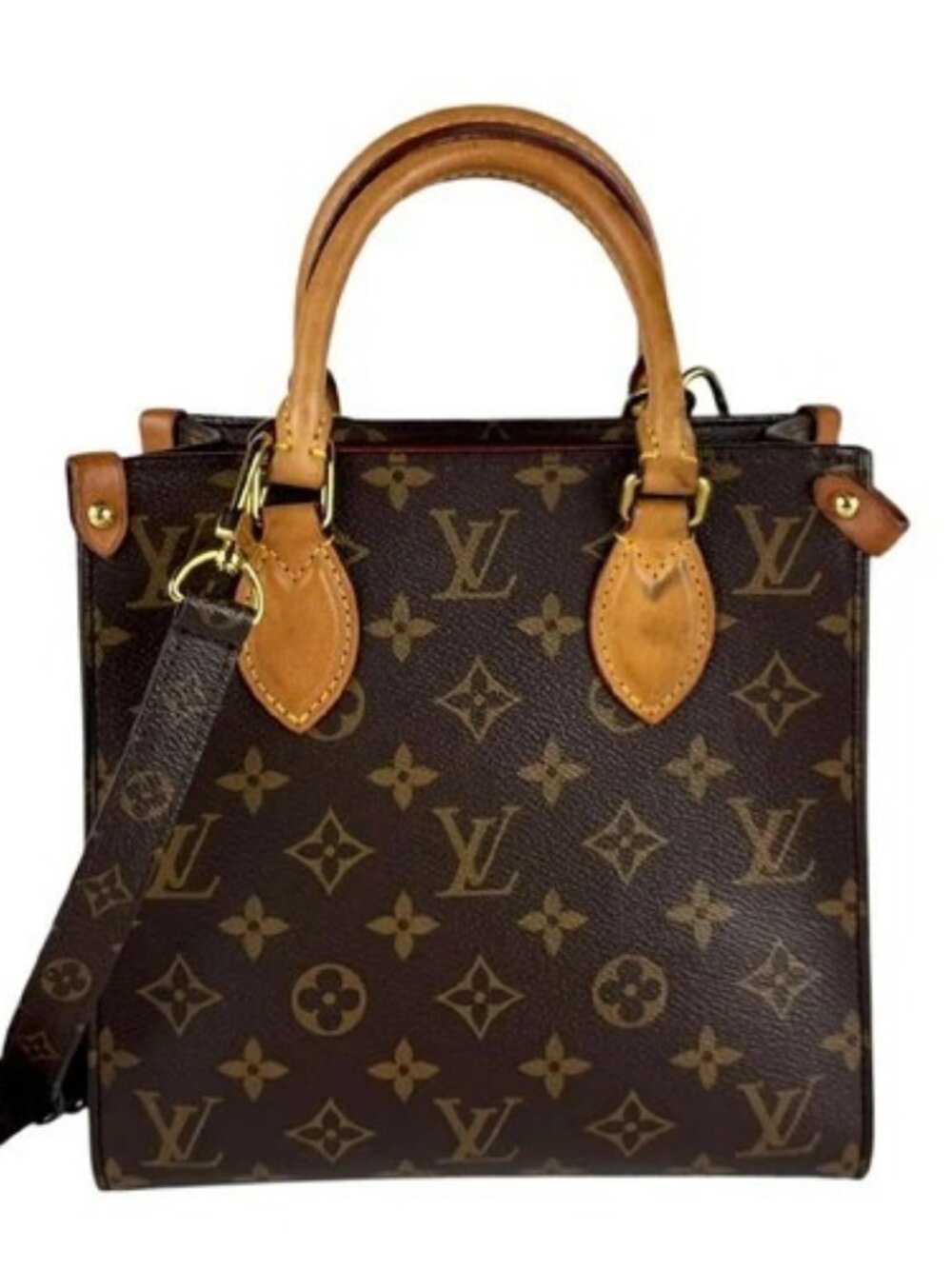 Auth LOUIS VUITTON Monogram Sac Plat BB Handbag Shoulder Bag Brown M46265 z11042